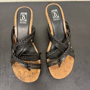Decree Malia Black Wedge Sandals